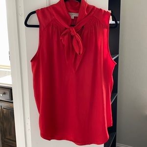 Loft • red tie neck tank, size L.